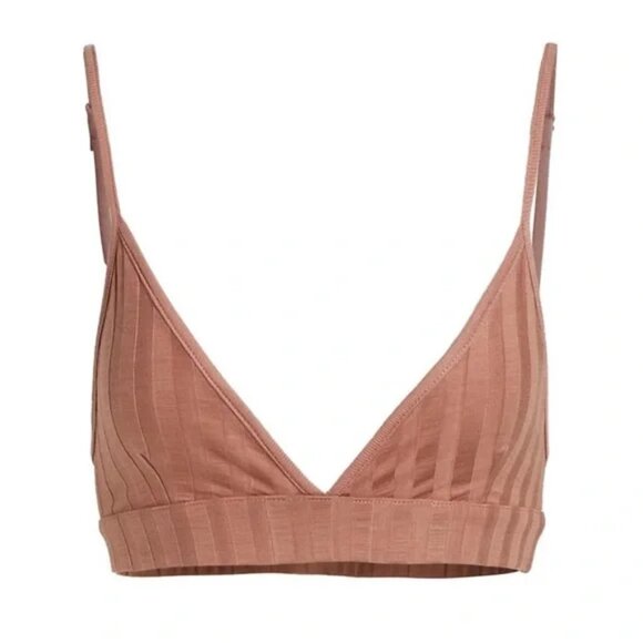 Jonathan Simkhai Rikki Compact Ribbed Triangle Bralette - Teak - Picture 2 of 6